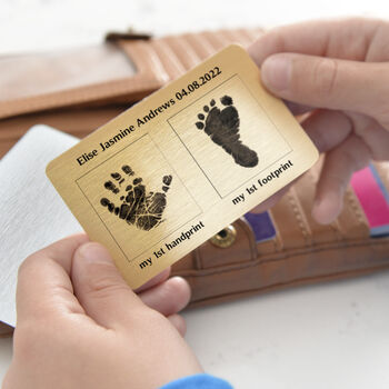 Personalised Hand And Footprint Wallet Metal Cards, 2 of 11