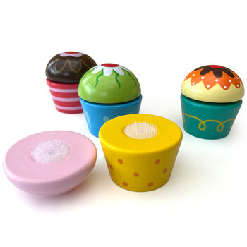 Wooden Cup Cake Play Food Set, 2 of 5