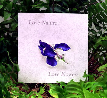 Iris Violet Blue Flower Brooch, 3 of 5