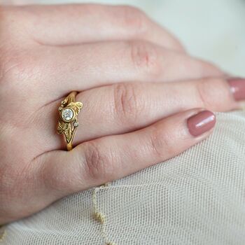 Vine And Leaf Diamond Ring In 18ct Gold, 2 of 5