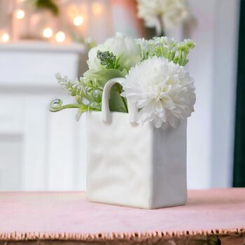 Luxury Mini Handbag Shape White Vase, 7 of 8