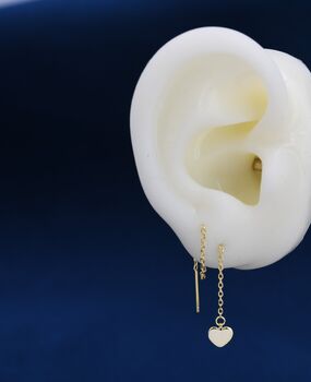 Tiny Heart Threader Earrings In Sterling Silver, 8 of 11