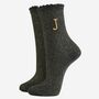 Women's Glitter Socks Black Gold Initial 'J', thumbnail 2 of 5