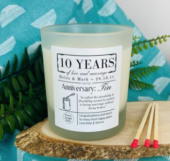 Personalised 10th Anniversary Tin Meaning Candle, 3 of 11