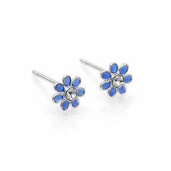 Sterling Silver Blue Forget Me Not Stud Earrings – 5mm, 8 of 9