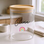 Rainbow Personalised Glass Storage Jar Bamboo Lid, thumbnail 1 of 4