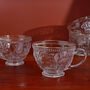 G Decor Set Of Four Marcelle Fleur De Lis Glass Mugs Embossed Cups With Gold Rim, thumbnail 1 of 4