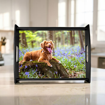 Personalised Wooden Photo Tray With Matte Black Finish, 2 of 4