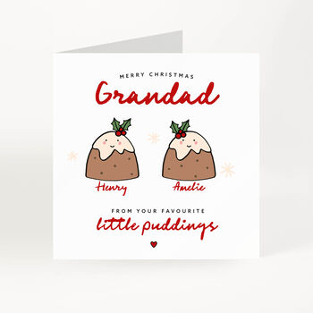 Personalised Christmas Card For Grandad Little Pudding Design, 2 of 7
