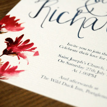 Watercolour Floral And Calligraphy Wedding Invitation, 8 of 12