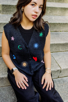 Astrology Embroidered Knit Sleeveless Vest, 2 of 6