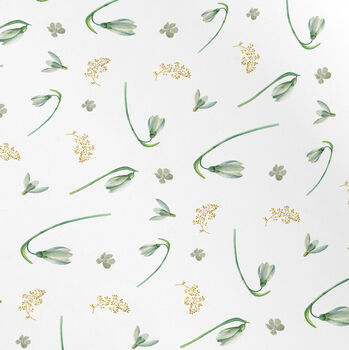 Snowdrop Wrapping Paper, Watercolour Floral Design, 3 of 3