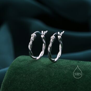 Sterling Silver Braided Huggie Hoops, 3 of 10
