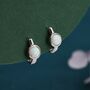 Sterling Silver White Opal Huggie Hoop Earrings, thumbnail 11 of 11