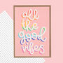 'All The Good Vibes' Greetings Card, thumbnail 3 of 4