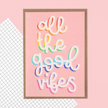 'All The Good Vibes' Greetings Card, 3 of 4