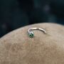2mm Emerald Green Cz Huggie Hoop Earrings, thumbnail 5 of 11