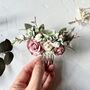Dusty Pink And Sage Green Floral Hair Comb, thumbnail 5 of 7