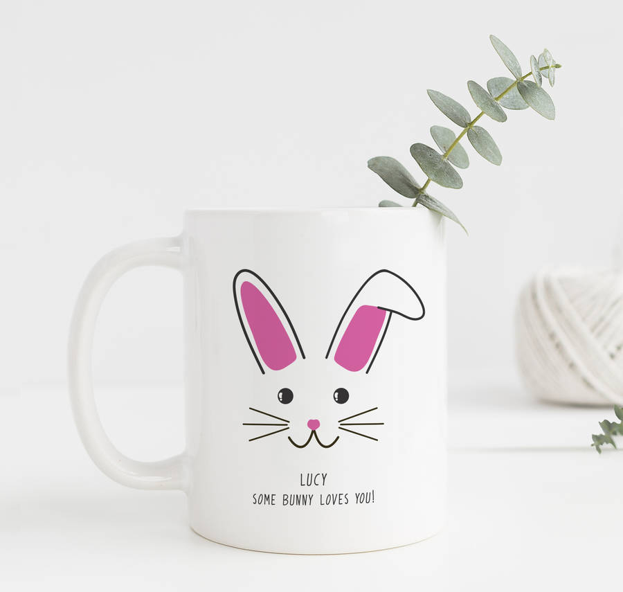 cute bunny face personalised mug by sarah hurley | notonthehighstreet.com