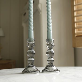 Lined Glass Candlestick Holder, 3 of 4
