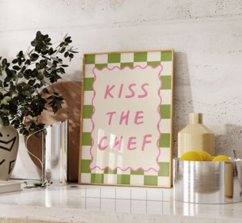 Kiss The Chef Wall Art Print Kitchen Poster, 10 of 10