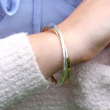 Sterling Silver And Gold Plated Infinity Double Bangle, 3 of 4