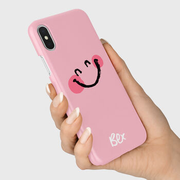 Personalised Pink Smiley Phone Case, 3 of 6