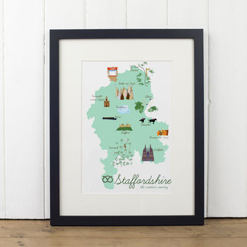 Staffordshire County Map Illustration Print, 5 of 6