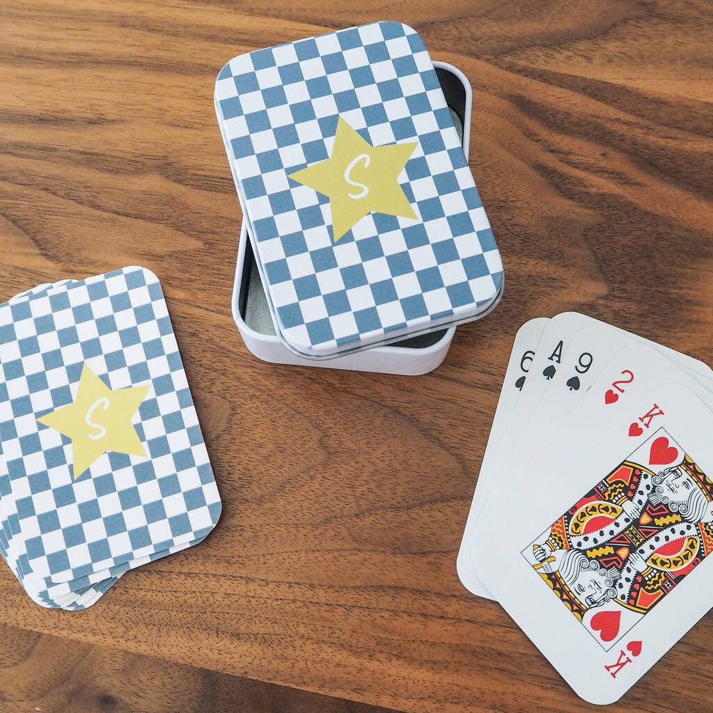 Personalised Checker Star Initial Playing Cards By Proper Goose