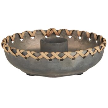 Distressed Metal And Rattan Candle Holder And Candle Set, 3 of 3