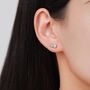 Sterling Silver Tiny Aqua Green Opal Trio Stud Earrings, thumbnail 2 of 12