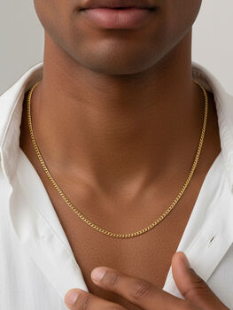 Gold Or Silver Unisex 1mm Thin Curb Chain Necklace, Christmas Jewellery Gift, 2 of 6
