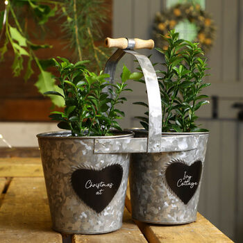 Set Of Two Personalised Winter Patio Planters, 3 of 7