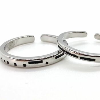 Adjustable Couple Morse Code Promise Ring Set, 6 of 6