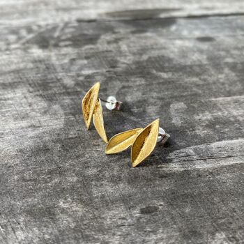 Double Gold Leaf Studs, 4 of 10