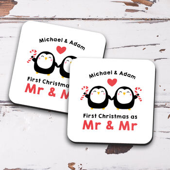 Personalised Set Of Two Mugs 'First Christmas Married', 6 of 6