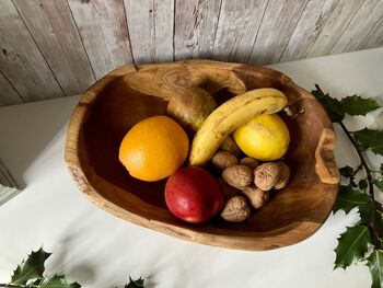 35cm Teak Root Bowl Handcrafted Natural Wood Fruit Bowl, 6 of 7