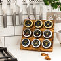 Premium Olive Wood Spice Rack With Nine Jars, thumbnail 1 of 2