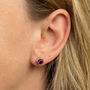 Yellow Gold Plated February Amethyst Birthstone Stud Earrings, thumbnail 2 of 4