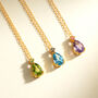 Emerald And Peridot Pear Cut Pendant Necklace In Sterling Silver And Gold Vermeil, thumbnail 7 of 10