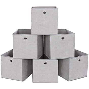 Set Of Six Light Grey Foldable Storage Boxes, 7 of 7