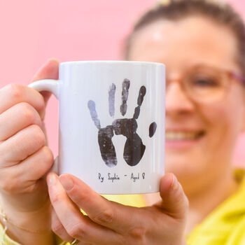 Father's Day Child's Hand Print Mug Personalised, 2 of 6