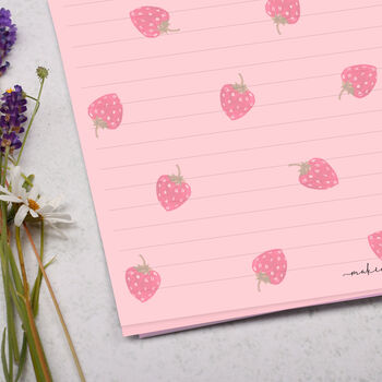 A4 Pink Letter Writing Paper With Strawberry Pattern, 2 of 4