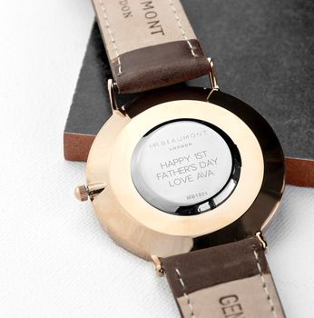 Personalised Men's Modern Vintage Leather Watch, 2 of 6
