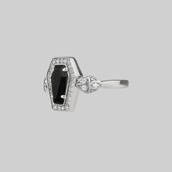 Black Onyx Coffin Ring Sterling Silver Or Gold Plated, 6 of 8