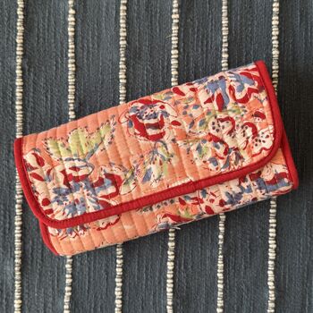 Quilted Block Print Toiletry Roll Up Pouch: Travel Kit, 8 of 12