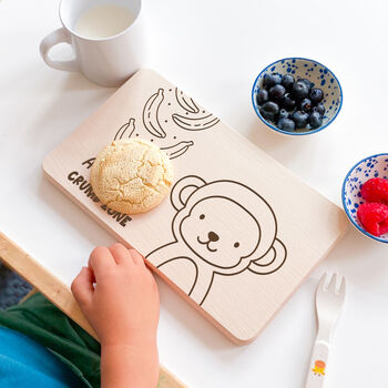 Monkey Design Personalised Toddler Breakfast Board, 4 of 5