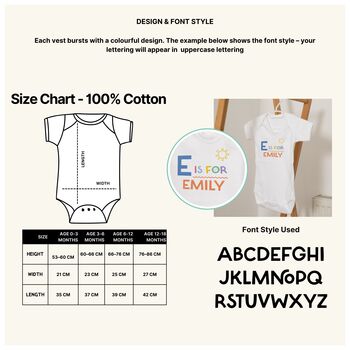 Personalised Alphabet Baby Grow – Baby’s Initial And Name, 3 of 3