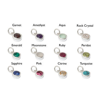 Birthstone Charm Necklace Sterling Silver, 6 of 9