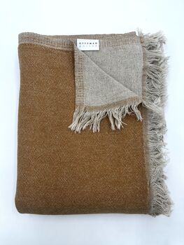 Puglia Cotton And Linen Modern, Double Sided Blanket Mustard, 4 of 6